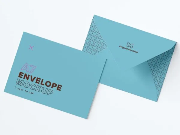 Mockup Displaying Front and Back View of A7 Envelope 1