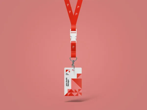 Mockup Displaying Hanging ID Card with Lanyard 1
