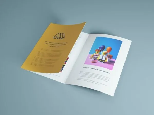 Mockup Displaying Inner Page and Cover of Trifold Brochure 1
