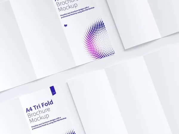 Mockup Displaying Inner and Outer View of A4 Trifold Brochures 1