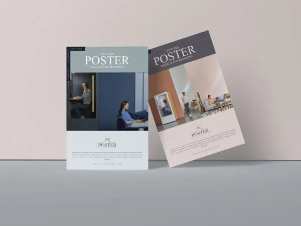 Mockup Displaying One Tilted and One Firmly Standing Posters 1