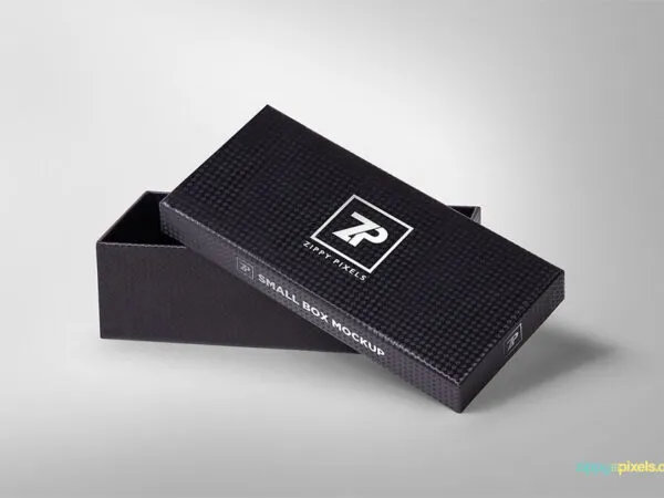 Mockup Displaying Opened and Closed Versions of Rectangular Gift Box 1