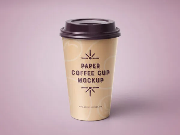 Mockup Displaying Paper Coffee Cups in Four Different Scenes 1