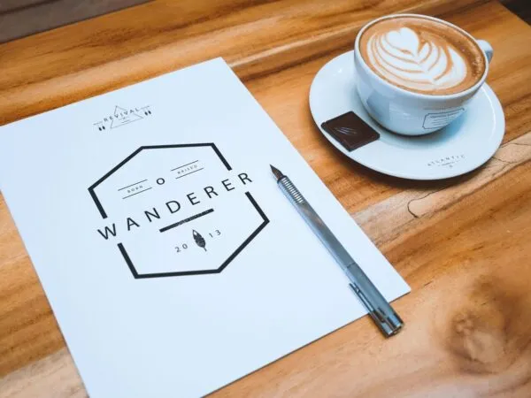 Mockup Displaying Perspective View of A4 Letterhead and Coffee Cup 1