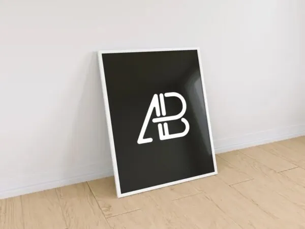 Mockup Displaying Poster Frame Against Wall 1