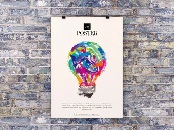 Mockup Displaying Poster Hanged Over a Brick Wall 1