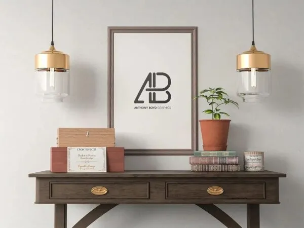 Mockup Displaying Poster on a Setting with Classic Furniture 1