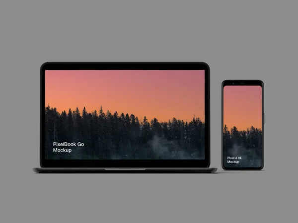 Mockup Displaying Screens of Pixel 4XL and PixelBook 1