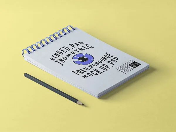 Mockup Displaying Spiral Ringed Notepad and a Pencil 1