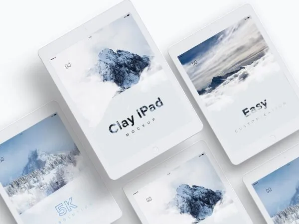 Mockup Displaying Top View of a Grid of iPad 9.7 1