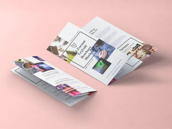 Mockup Displaying Two Different Positions of Trifold Brochure 1