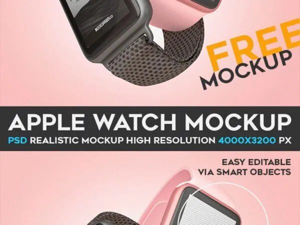 Mockup Displaying Two Floating Interlaced Apple Watch 1