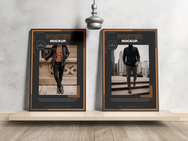 Mockup Displaying Two Modern Vertical Posters 1