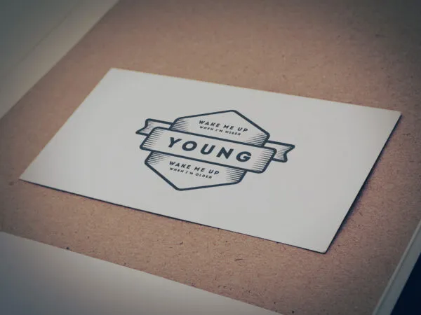 Mockup Displaying Vintage Logo Printed on White Card 1