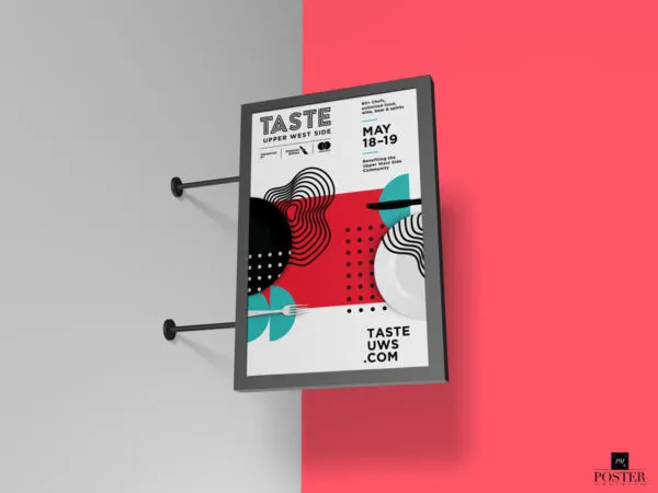 Mockup Displaying Wall Mounted Vertical Signboard 1