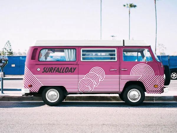 Mockup Displaying White Volkswagen on Outdoor Scene 1