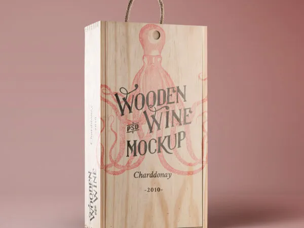 Mockup Displaying Wine Vertical Wooden Box 1