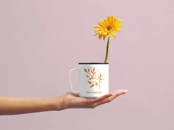 Mockup Displaying a Cup Containing Flower 1