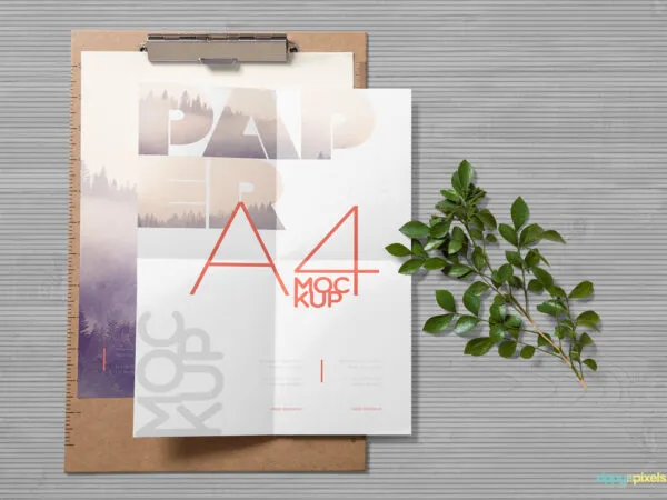 Mockup Featuring 2 A4 Papers and Clipboard 1
