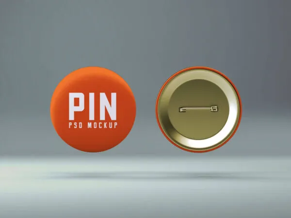 Mockup Featuring 2 Pin Buttons in Front and Back Views 1
