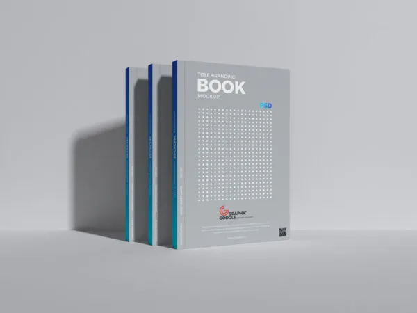 Mockup Featuring 3 Standing Books in a Row 1