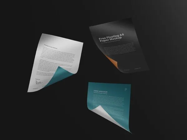 Mockup Featuring 4 Floating A4 Papers 1