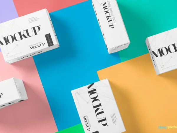 Mockup Featuring 5 Packaging Boxes in Different Angles 1