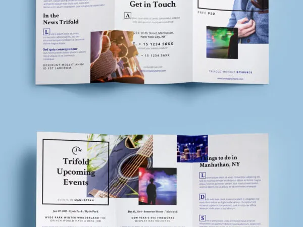 Mockup Featuring Back and Front View of Trifold Brochure 1