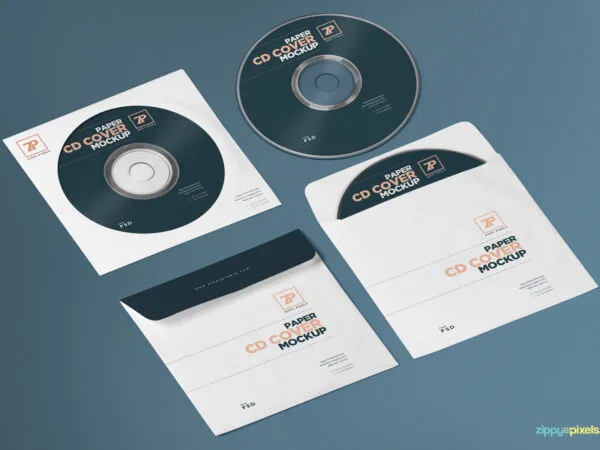 Mockup Featuring CD and Paper CD Cover 1