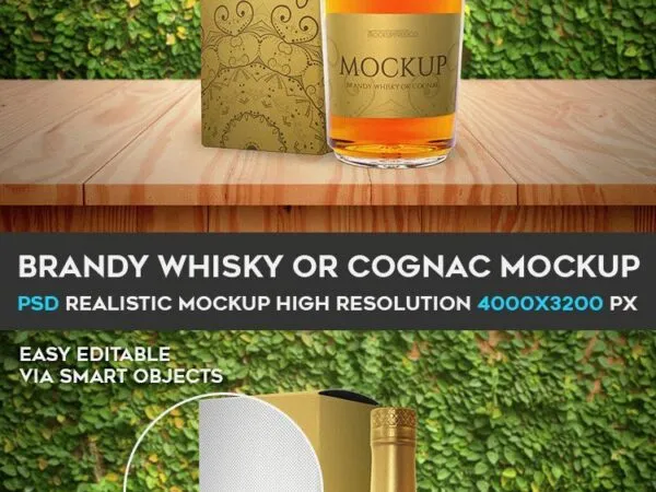 Mockup Featuring Drink Bottle and Box on Wooden Table 1