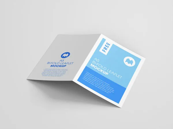 Mockup Featuring Eight Shots of a A5 Bi Fold Leaflet 1