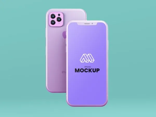 Mockup Featuring Flying iPhone 12 from Front and Back Side 1