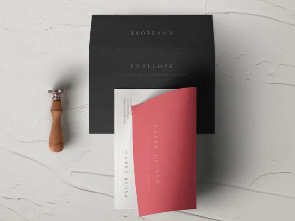 Mockup Featuring Folded Invitation Card on Opened Backward Envelope 1