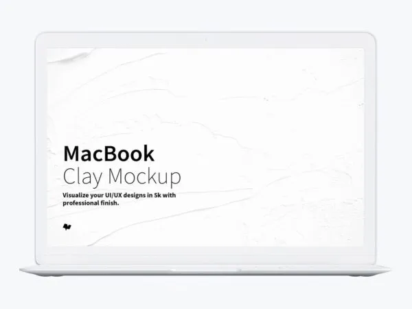 Mockup Featuring Front View of Floating Clay MacBook 1