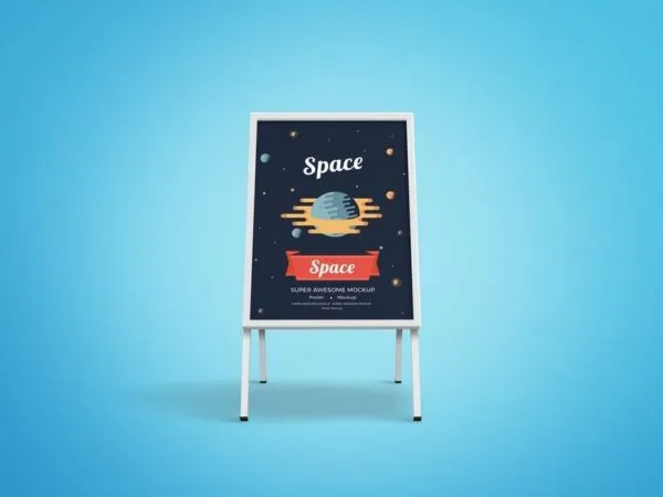Mockup Featuring Front View of Sidewalk Sandwich Board 1
