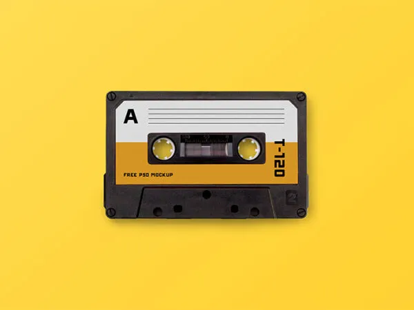 Mockup Featuring Front View of a Vintage Cassette Tape 1