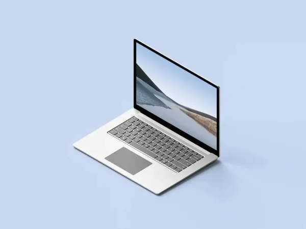 Mockup Featuring Isometric View of Laptop Screen 1