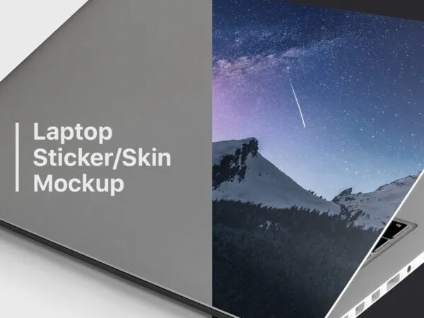 Mockup Featuring Laptop StickerSkin at the 34 Angle View 1