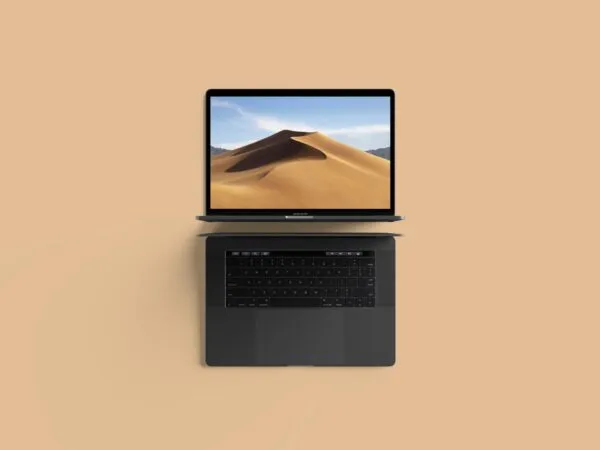 Mockup Featuring Modernistic Top View MacBook Pro 1