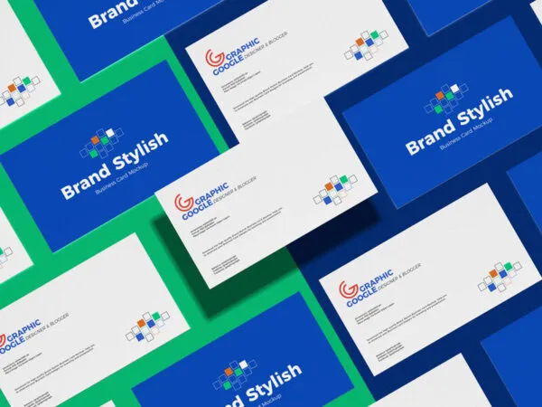 Mockup Featuring Multiple Business Cards Diagonally Arranged in Grid Style 1