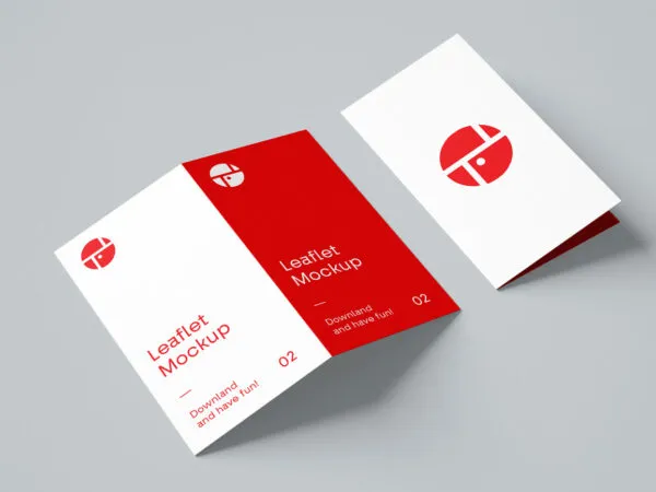 Mockup Featuring Open and Closed Bi Fold Brochure 1