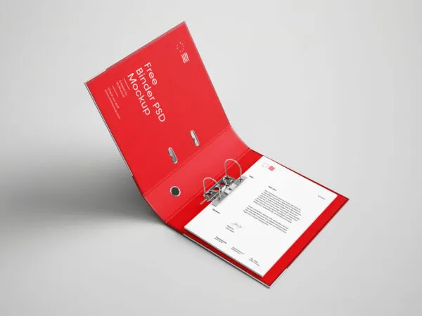 Mockup Featuring Opened Binder Containing A4 Papers 1