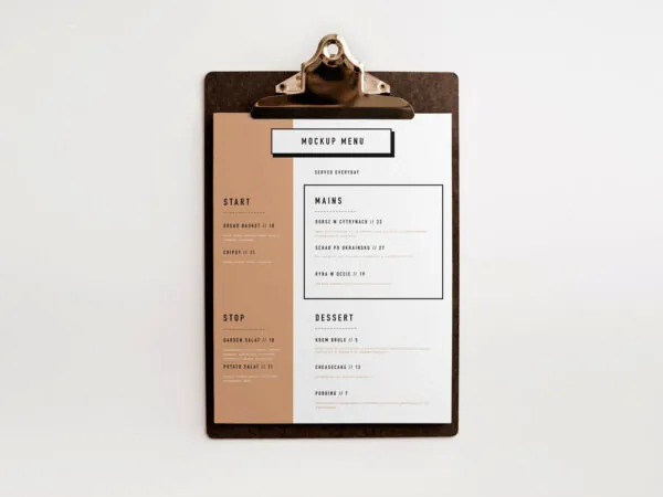 Mockup Featuring Overhead View Menu on Clipboard 1