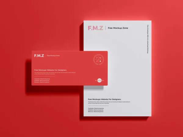 Mockup Featuring Overhead View of A4 Letterhead and Envelope 1