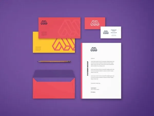 Mockup Featuring Overhead View of Corporate Stationery Items 1
