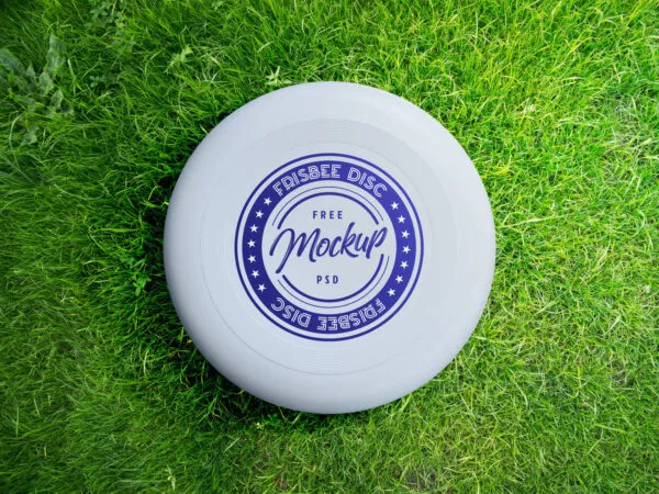 Mockup Featuring Overhead View of Frisbee Disc on Lawn 1