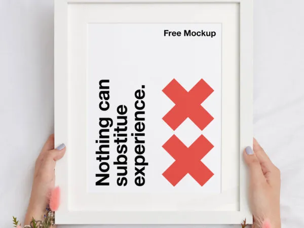Mockup Featuring Overhead View of Hand Holding Frame 1