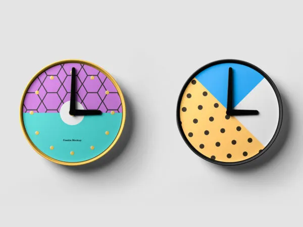 Mockup Featuring Overhead View of Round Clock 1