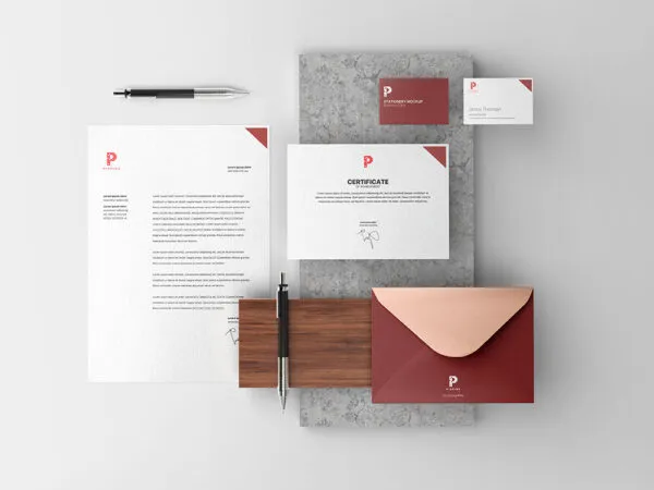 Mockup Featuring Overhead View of Stationery Items 1