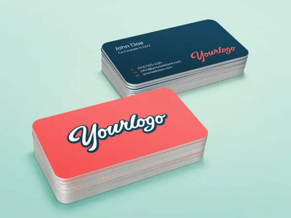 Mockup Featuring Perspective View of Two Stacks of Business Cards 1